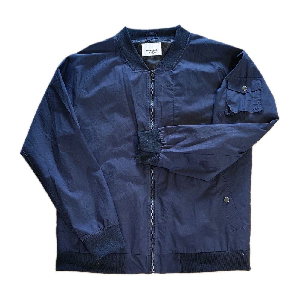 Paper Denim & Cloth Men's XL Blue 100% Cotton Bomber Jacket Streetwear